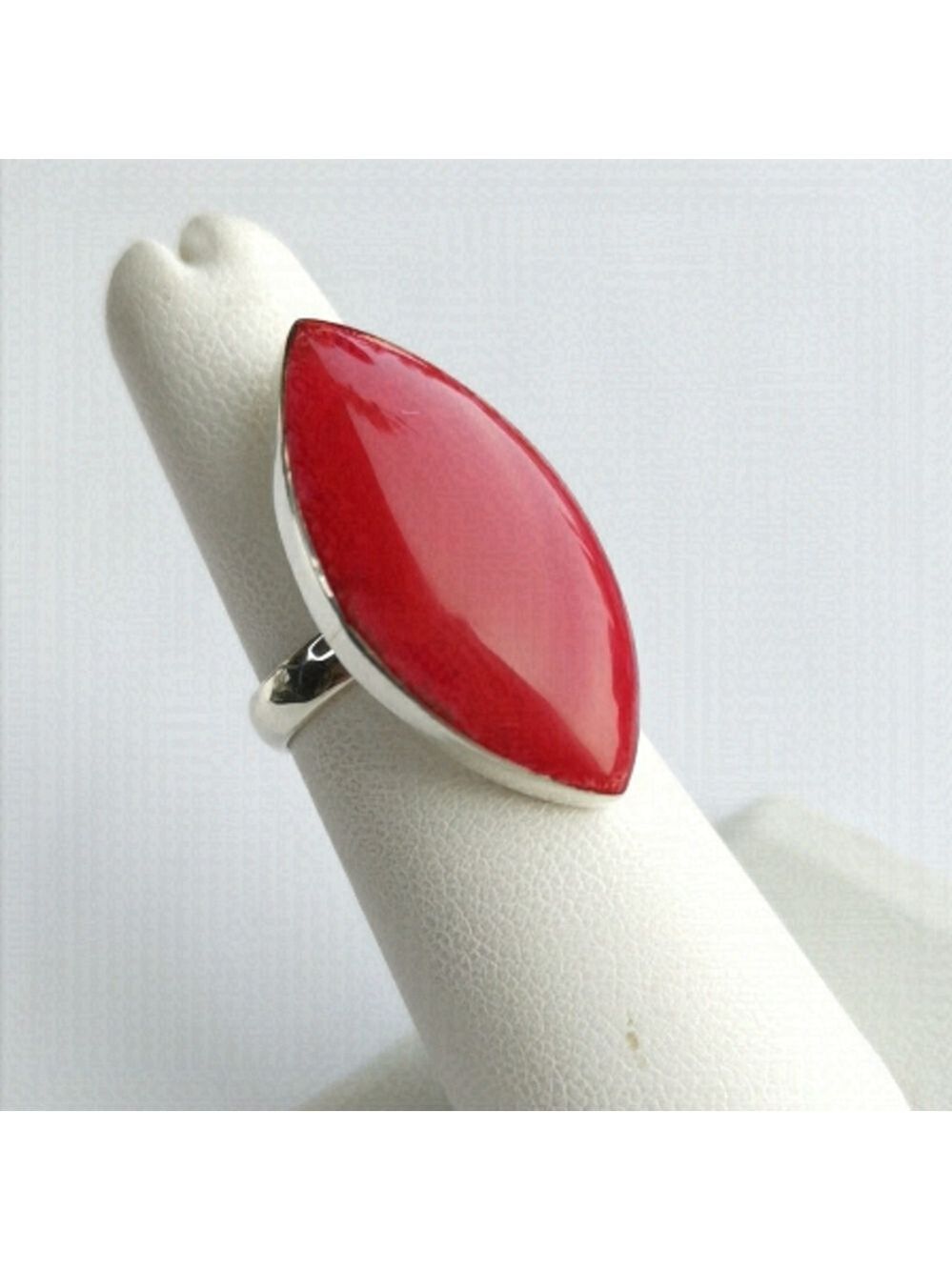 Red sponge coral geometric ring in sterling silver size 6 🆕
